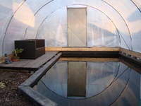 Teichabdeckung mit Folientunnel bei Mone